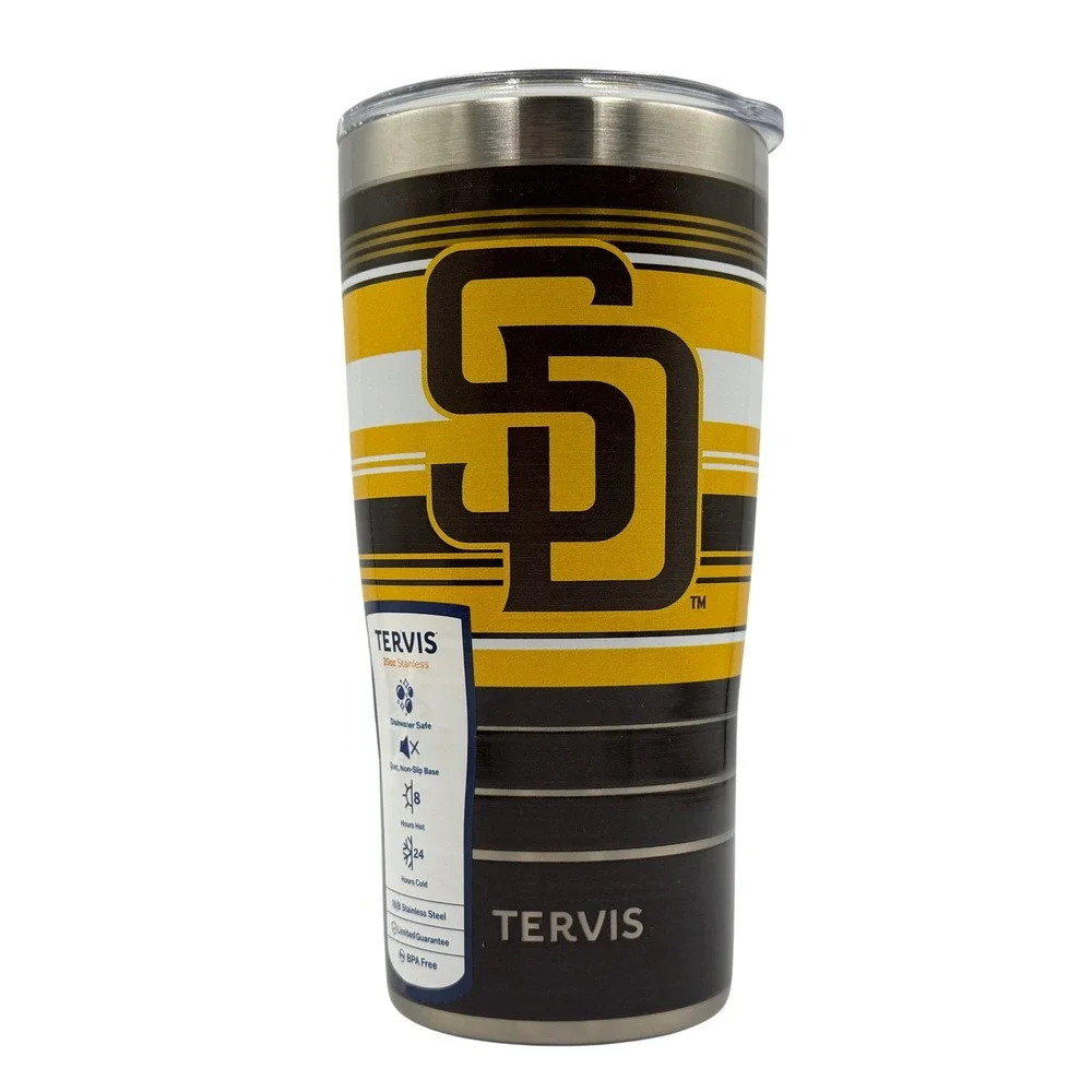 San Diego Padres Tervis Tumbler 20oz Brown Gold MLB Hype Stripes *NEW*